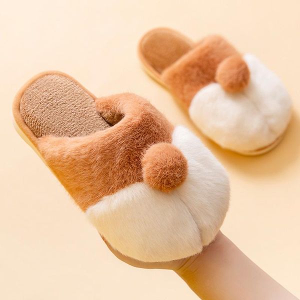 

slippers cotton autumn and winter plush warm indoor women's cute women, Black