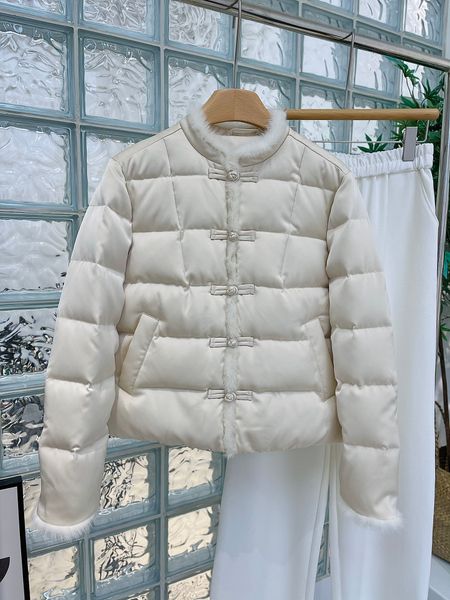 

new chinese dish button stitched mink down jacket, Black