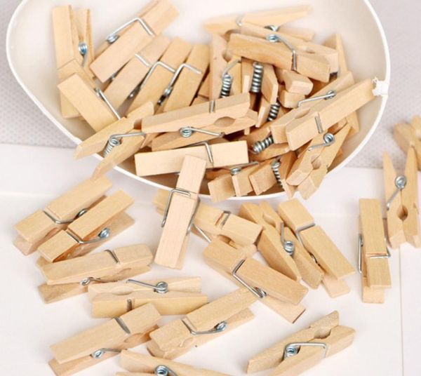 

clothing & wardrobe storage 50pcs 3.5cm natural wooden clothes po paper clothespin craft clips portable wood clamp