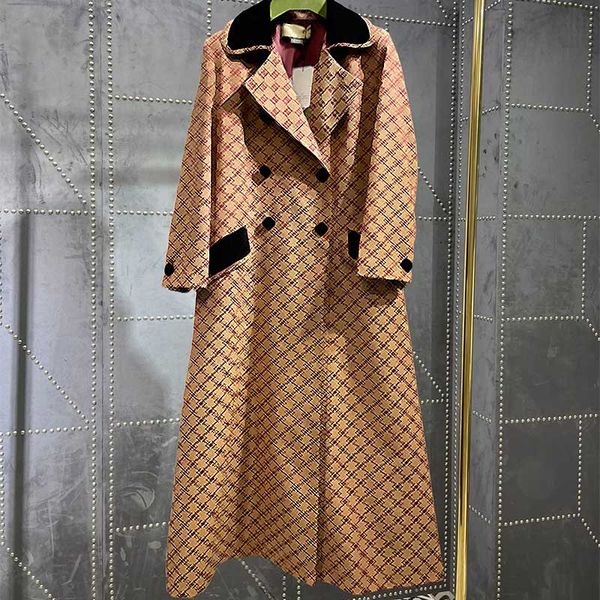 

Womens Long Cloak Women Mature Coats Trench Jacket Fashion Letters Printing Long Coat Girls Casual Windproof 22FW Winter Clothes Wholesale, Khaki