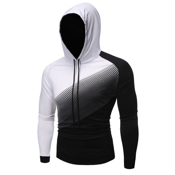 

men's t-shirts t-shirt for autumn and winter fashion gradient stitching casual slim-fit hooded f346 t3wn, White;black