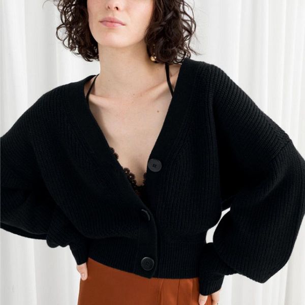 

women's knits & tees spring product big button knit cardigan women sweater, White