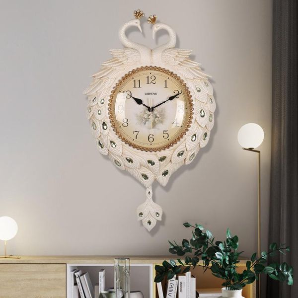 

mirror peafowl quartz wall clock nordic creativity modern simplicity plastic silence horloge murale home decor ek50wc clocks