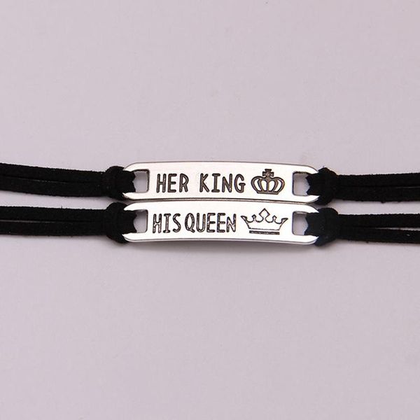 

charm bracelets 2pcs matching set his queen her king alloy couple bracelet jewelry gift ea, Golden;silver