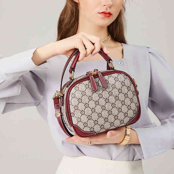

2022 factory outlet online round multi-layer small bag women's versatile single shoulder messenger bag leather round