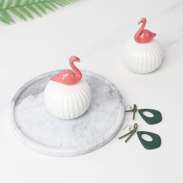 

bathroom storage & organization ceramic makeup organizer simple flamingo jewelry box tray bracelet ring earrings necklace pot home creative