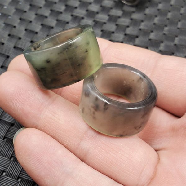 

jade ice blue and white xiuyu widened jade ring, Silver