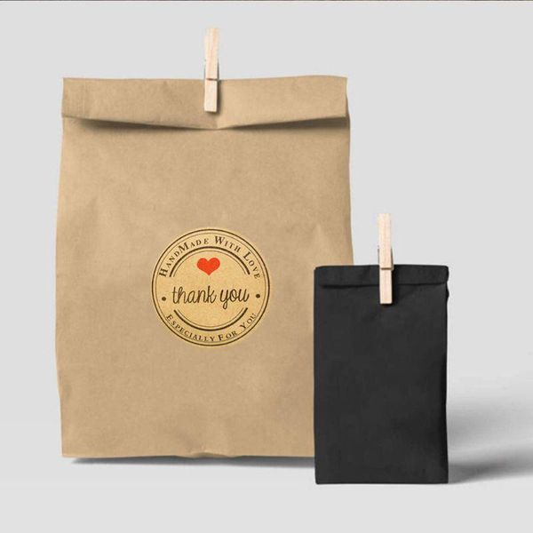 

gift wrap 24 stickers+24 pcs kraft paper bags treat candy one time bag m68e