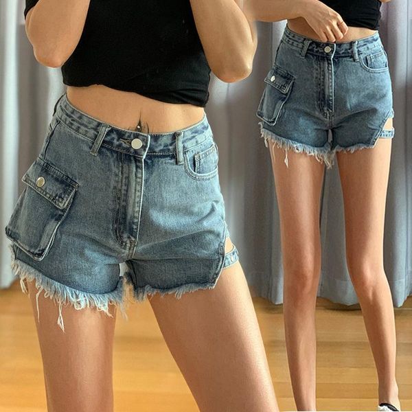 

women's jeans summer high-quality denim shorts women high waist loose korean dropship fashion casual pants, Blue