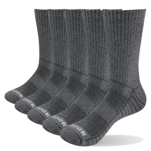 

sports socks yuedge men thick breathable cotton cushion crew outdoor hiking trekking work boot for 38-47 eu, Black