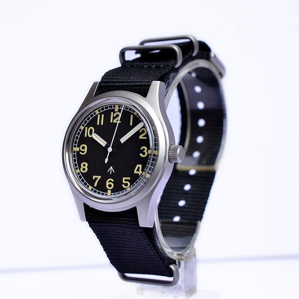 

wristwatches blank dial small watch nh35 nato strap wristwatch jam tangan military w10 vintage automatic, Slivery;brown