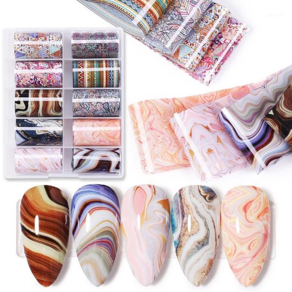 

sheets 4*100cm nail transfer foil marble art stickers retro pattern decals diy nails accessories1, Black