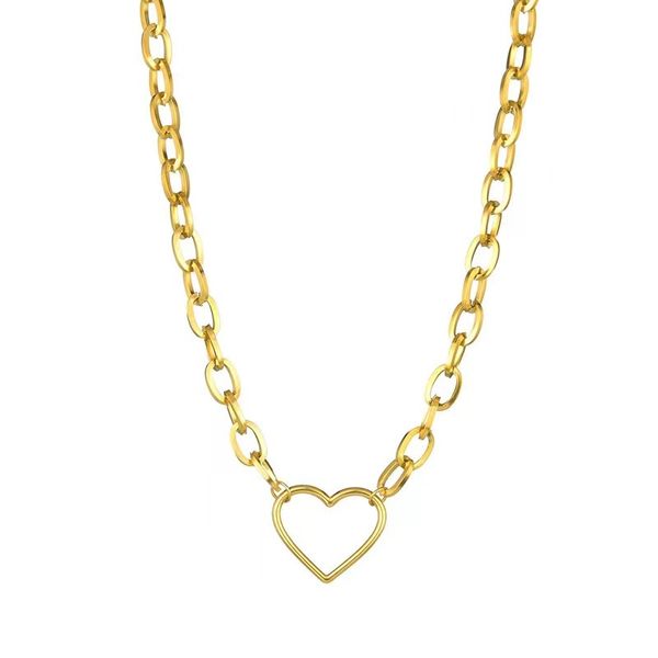 

brand necklace personality love heart necklaces bathing light lux titanium steel non-fading gold-plate chain quality, Silver
