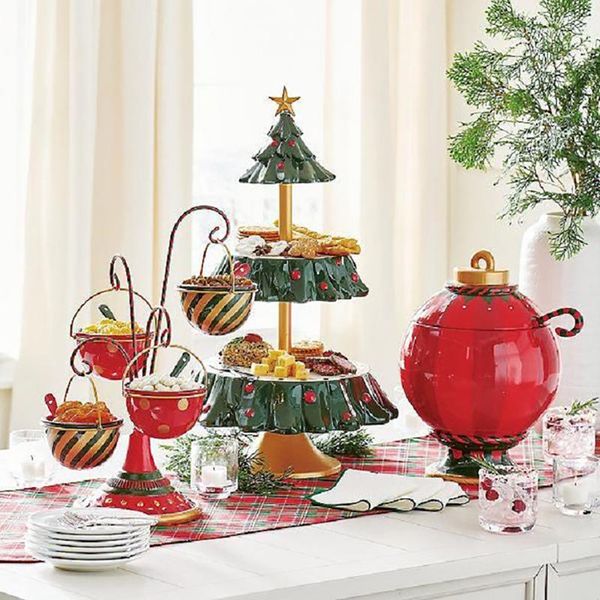 

kitchen storage & organization christmas tree dessert table fruit plate double layer cake stand holiday party candy snack tray xmas rack hol