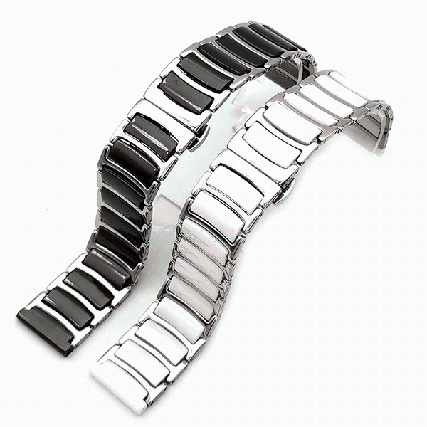 

watch bands shadowshark 20mm/22mm band simplicity fashion black white ceramic strap 2021, Black;brown