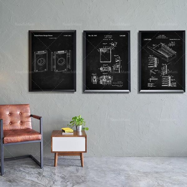 

paintings patent art set of 3, cutter patent, lighter poster, box,fathers day gift