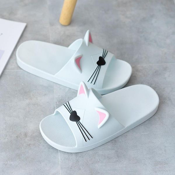 

slippers 2021 women flat couples home cat ear design cartoon animation ladies casual female shoes 's footwear big size, Black