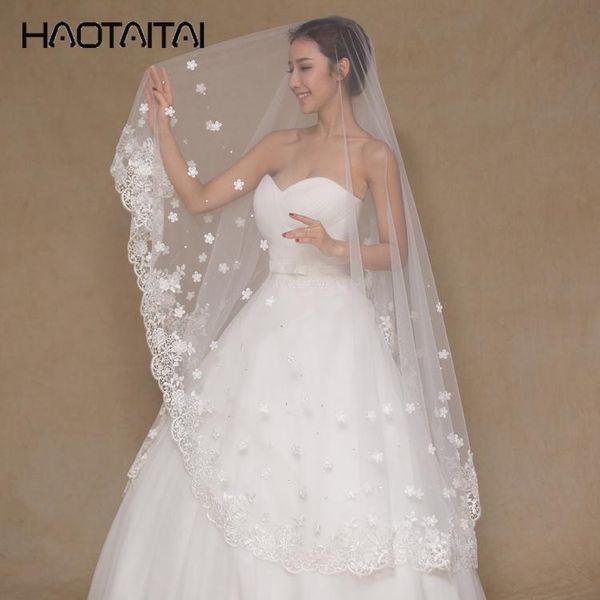 

bridal veils veil 2021 wedding long 3 meters with flowers in stock, Black