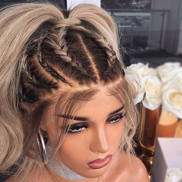 

lace wigs hd transparent ombre brown full blonde straight front wig color 613 frontal black women preplucked, Black;brown