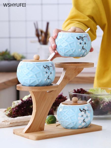 

storage bottles & jars 4pcs direct marketing creative ceramic seasoning jar set home restaurant kitchen deskthree-dimensional decoration