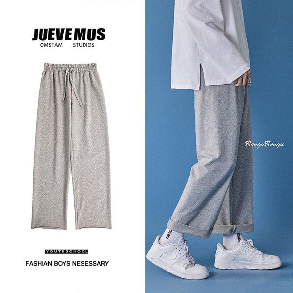 

spring loose straight casual versatile fashion sports pants japanese streetwear joggers gym clothing men's, Black
