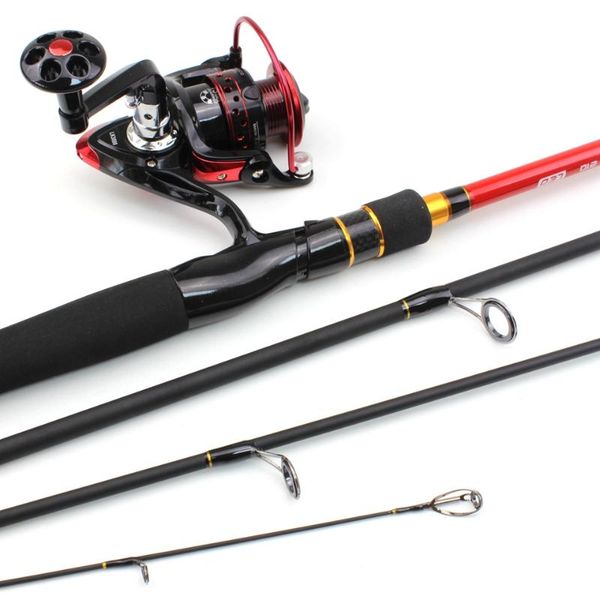 

boat fishing rods 1.8m 1.98m 2.1m 4 section lure rod and reels set carbon spinning travel m power trout pole