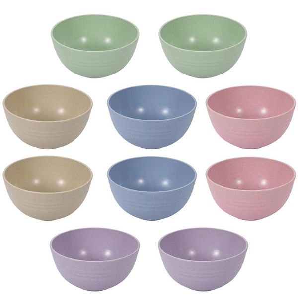 

bowls 10pcs durable wheat straw soup rice (+ blue + beige green purple)