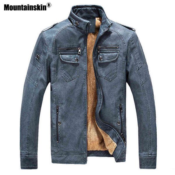 

mountainskin new autumn winter men warm jacket pu faux leather jacket men's coat velvet outerwear mens brand clothing sa417 y1122, Black;brown