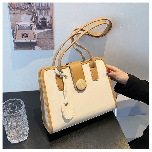 

evening bags casual women simple shoulder 2021 summer texture small square bag pu leather lady contrast messenger