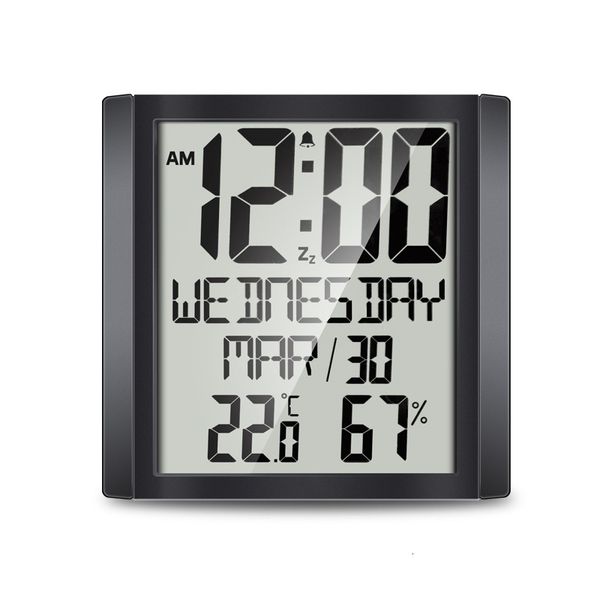 

household electronic wall clock fashion creativity multifunctional thermometer and hygrometer living room large screen digital display