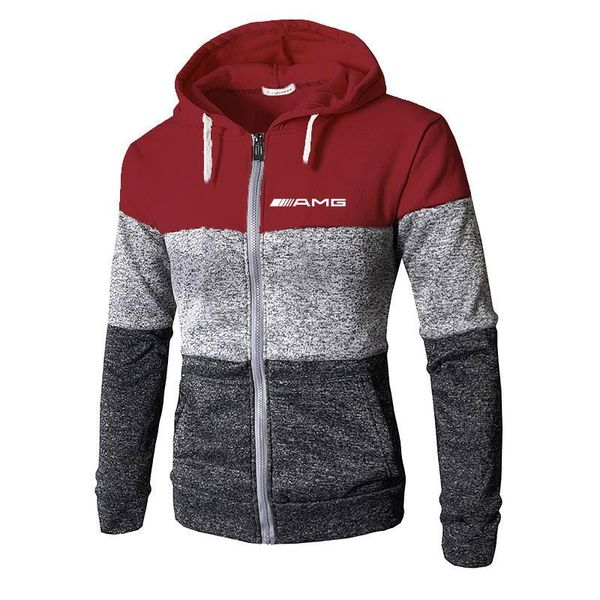 

men's hoodies & sweatshirts 2021 male zipper hooded amg logo print custom made man hoodie spliced simplicity delicate men long sleeve j, Black