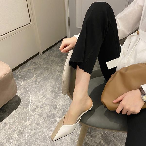 

explosive models recommended european and american style trendy muller shoes color matching sandals slippers women's, Black