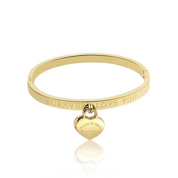

bangle classic stainless steel gold colour bracelets & bangles wholesale jewelry fine double peach heart love female, Black