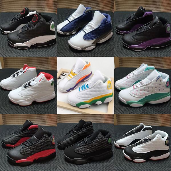 Scarpe da basket 7 13s Little Chilredn Baby Playground True Red Bambini allevati Flint Small Kids Neonato 13 7s ragazzo grande Ragazza Aurora Green Sneaker Taglia 28-35