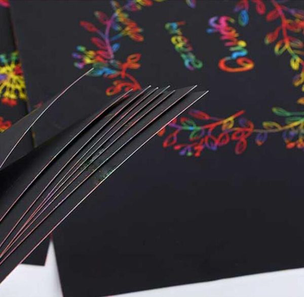 

10 Sheets Magic Scratch Art Painting Paper With Drawing Stick Kids Toy Black 26cmX19cm Environmentally-friendly Odorless GYH