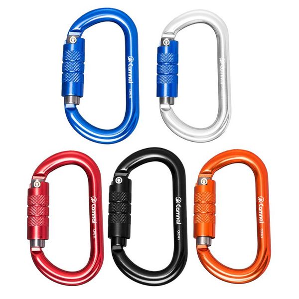 

cords, slings and webbing 5pcs 25kn aluminum climbing rescue carabiner d type auto locking for rock mountaineering caving yoga rappelling ro