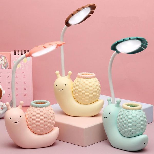 Настольные лампы Nordic Cute Pink Snail USB -зарядка