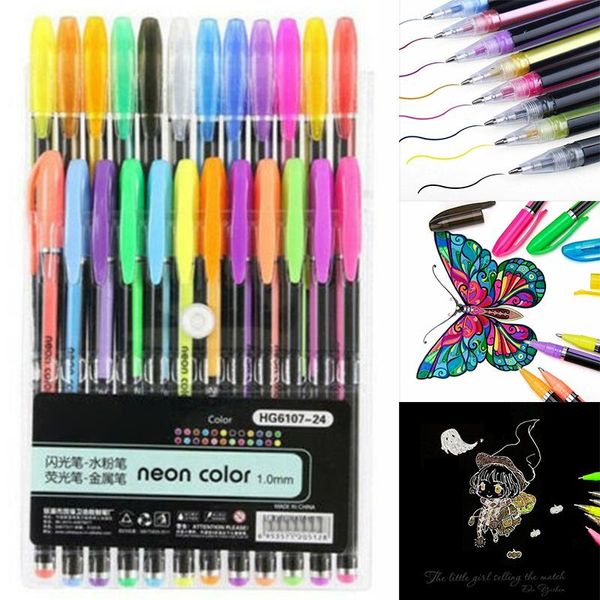 Destruturais 12/18/24/36/48 para a escola Highlighter / Glitter / Pastel / Metal Pen Set Colorir Livros Revistas Desenho Doodling Markers