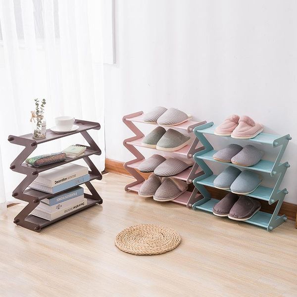 

clothing & wardrobe storage 4 -tier stackable and expandable shoe rack z-shaped footwear organizer shelf household hk3