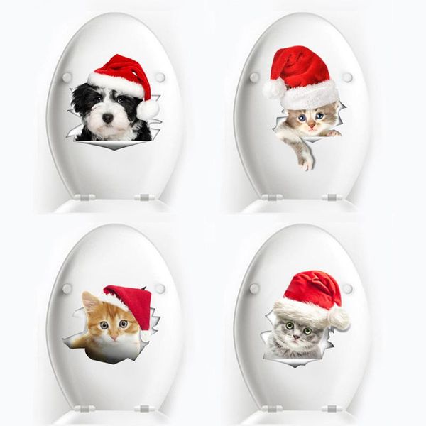 

wall stickers cute 3d christmas cat dog sticker for festival home decoration art decals wallpaper mural toile/showcase