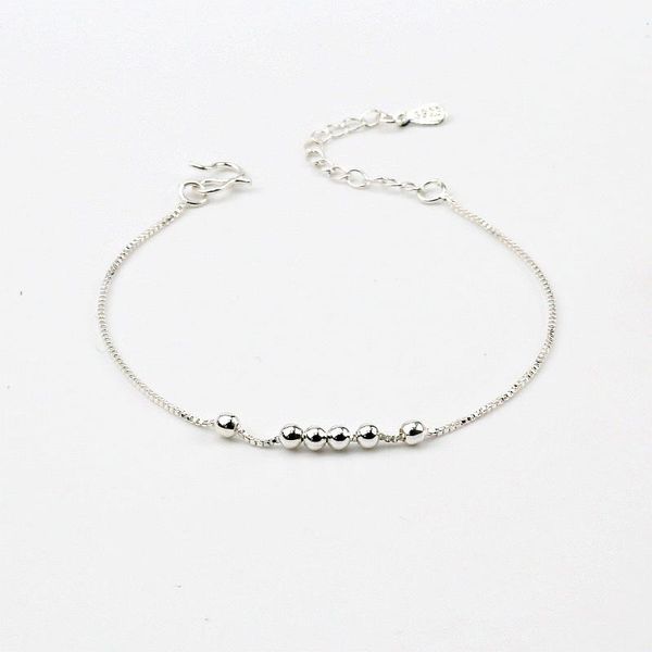 

link, chain wholesale real 925 sterling silver beads bracelets fine jewelry, Black