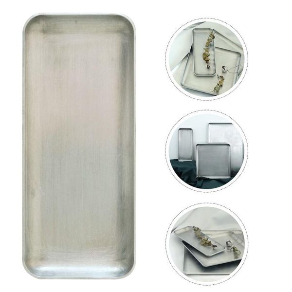 

kitchen storage & organization 1pc aluminum food serving tray plate for home (silver)