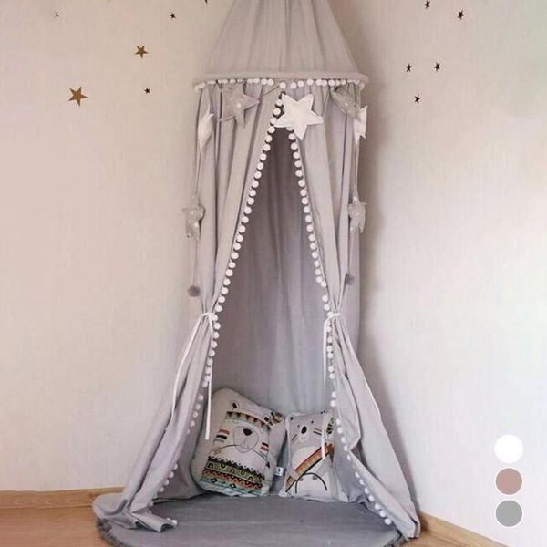 

mosquito net nordic style kids decoration cotton dome princess baby shed valance round bed hanging canopy awning tent pink l3