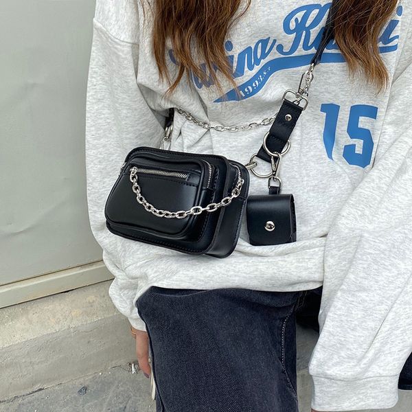 

street style niche function cool bags cub chain messenger shoulder detachable chest bag female ins fashion retro