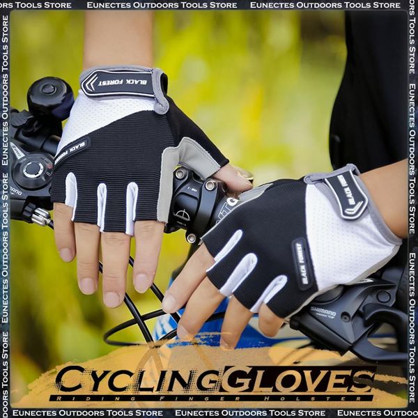 

cycling gloves summer outdoor men and women sports anti-skid fitness weightlifting half finger bicycle riding holster, Black