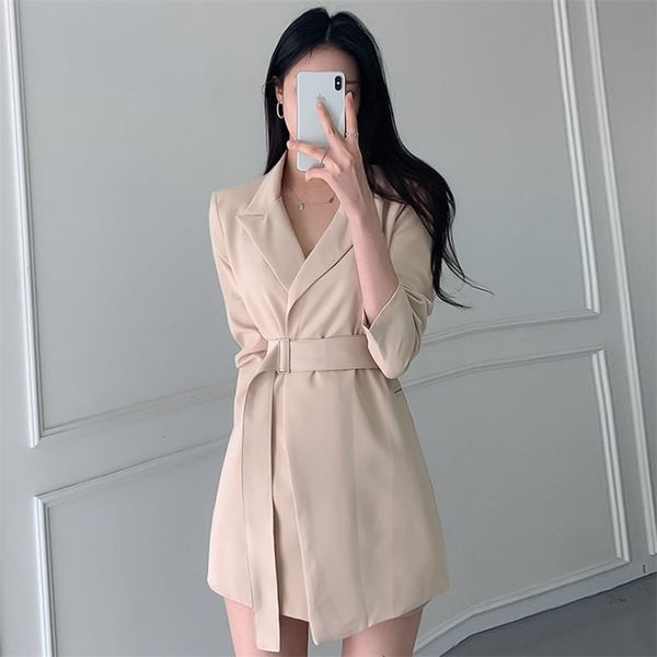 

spring autumn women's suit korean style collar solid color long sleeve slim female s gx442 210507, White;black