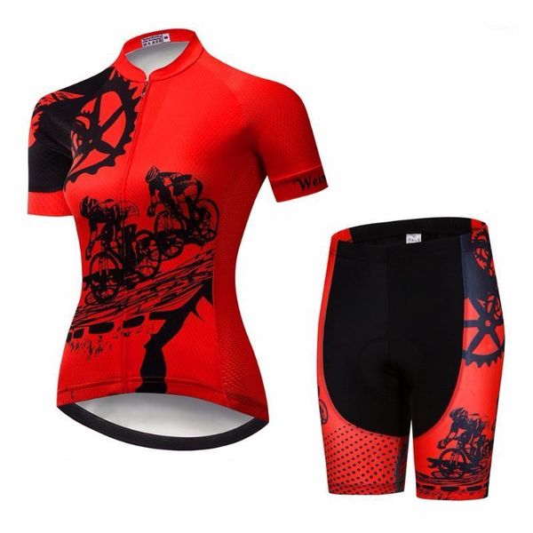 

red 2021 cycling jersey sets women mtb bike clothes breathable mountian road bicycle suit pro team ropa ciclismo bottom1, Black;blue