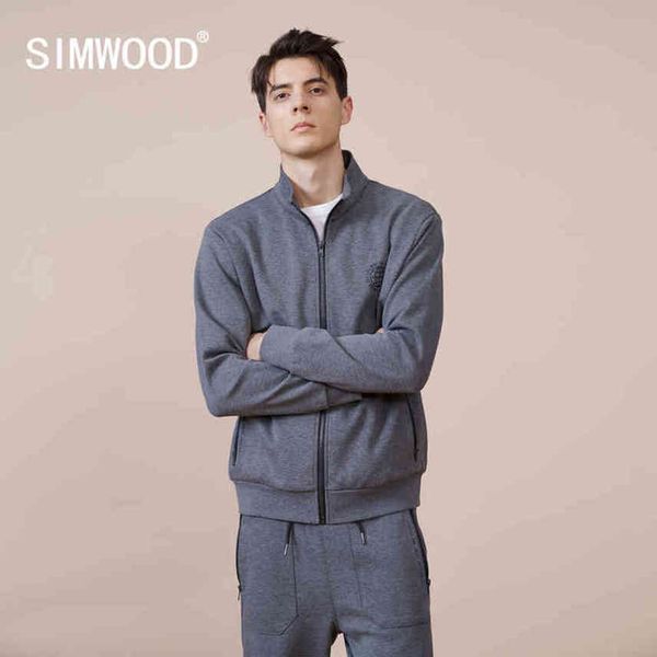 

simwood 2021 autumn new zip-up hoodi men casual print jogger sweatshirts plus size brand clothing sj131208, Black
