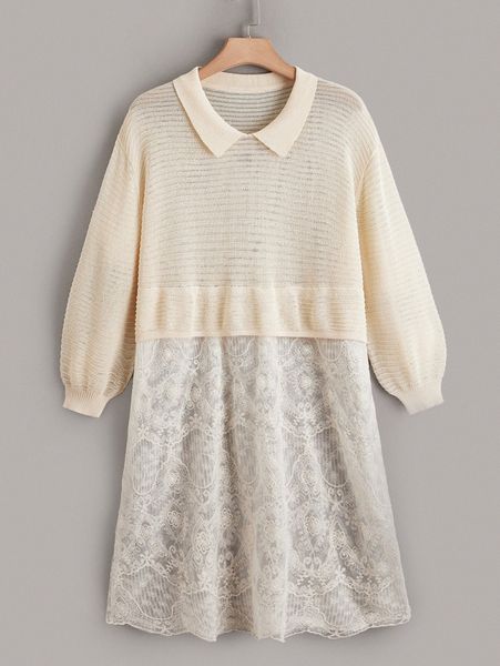 

plus contrast lace cover up k0fn#, Black