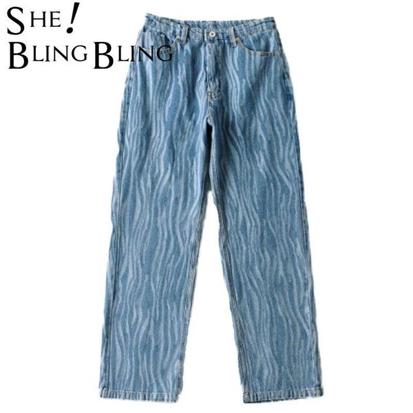 

women's pants & capris sheblingbling za women striped denim trousers classic oversize joggers casual fashion straight female leg tra pl, Black;white
